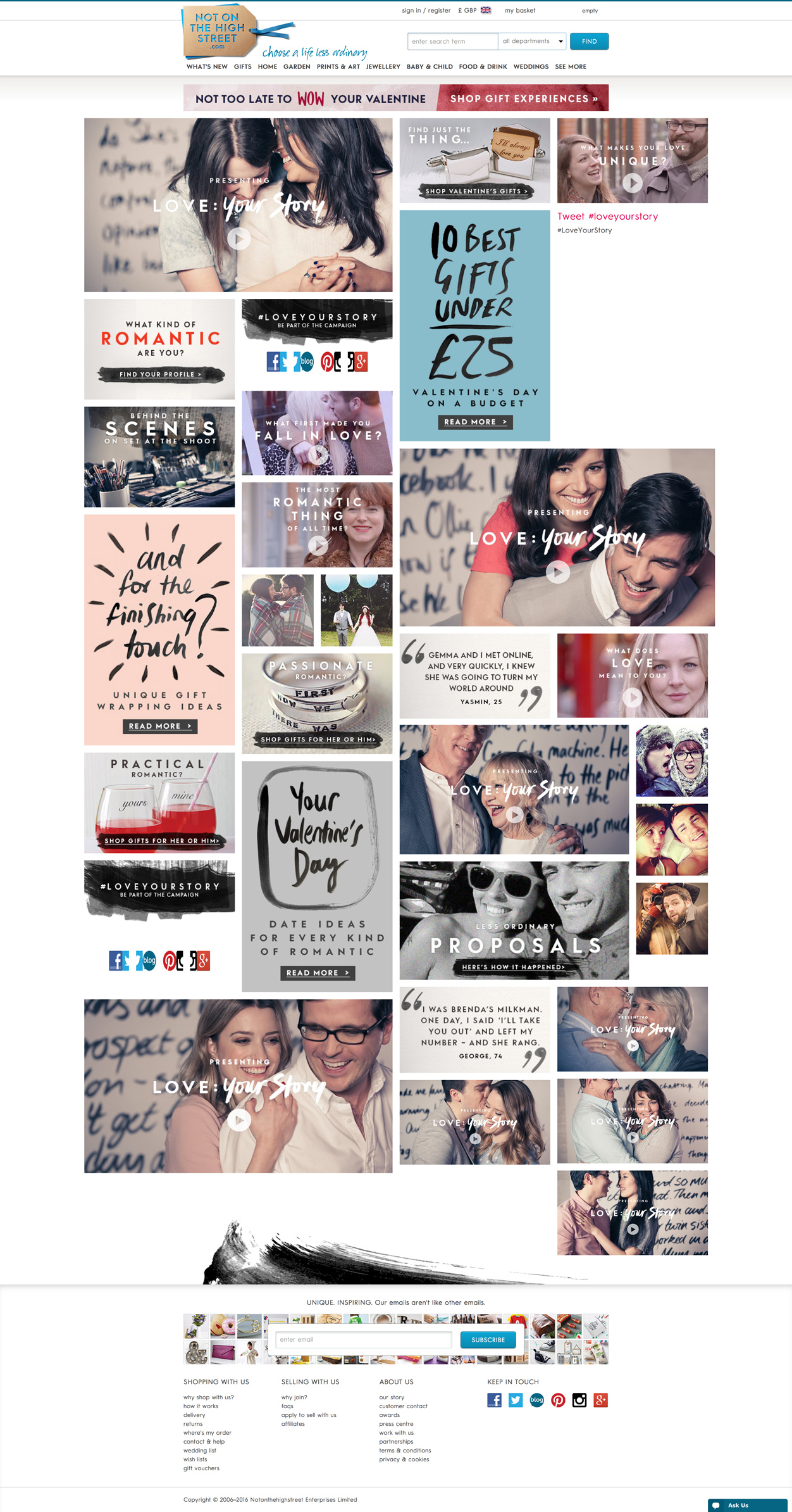 notonthehighstreet.com Valentine's Day campaign blog post Marvellous agency