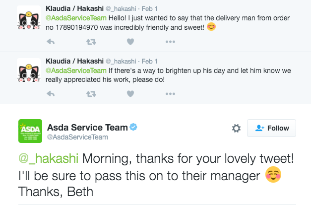 Asda Customer Service over Twitter