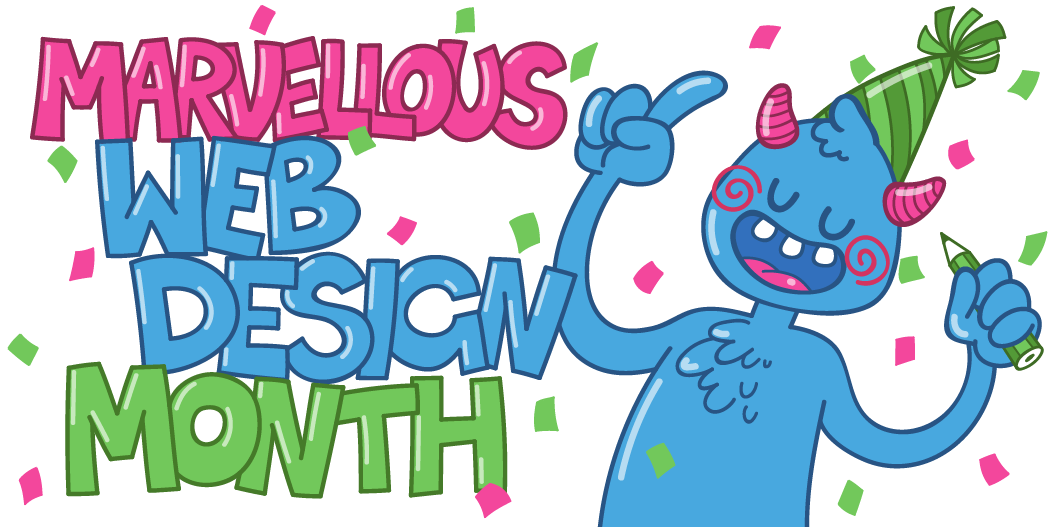 Marvellous web design month mascot illustration 