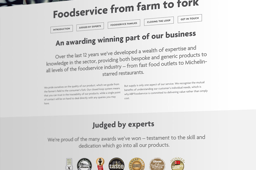 ABP food group image of food service by marvellous design agency leeds.