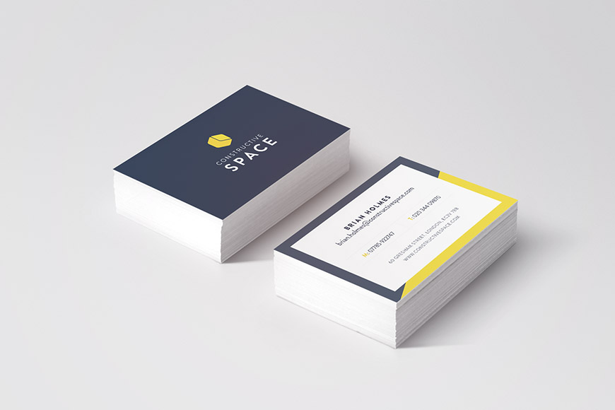 constructive space gallery image of business cards by marvellous design agency leeds.