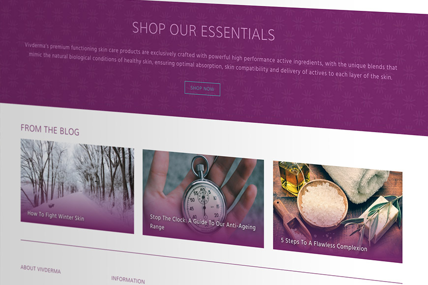 Vivderma gallery image of website by marvellous web design agency leeds