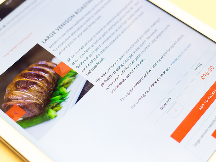 Holme farmed venison displaying on an ipad at marvellous web design agency leeds