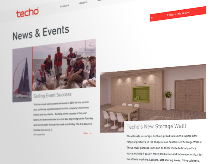 Screenshot of Techo's news & events section