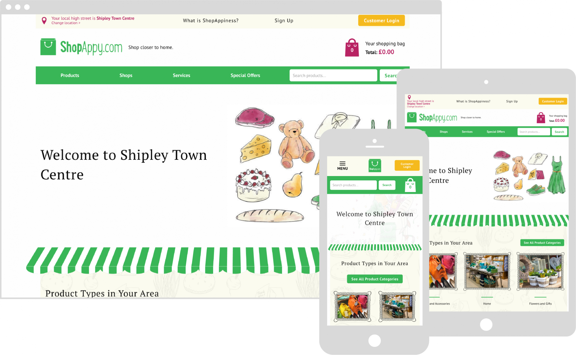 Shopappy website across different devices